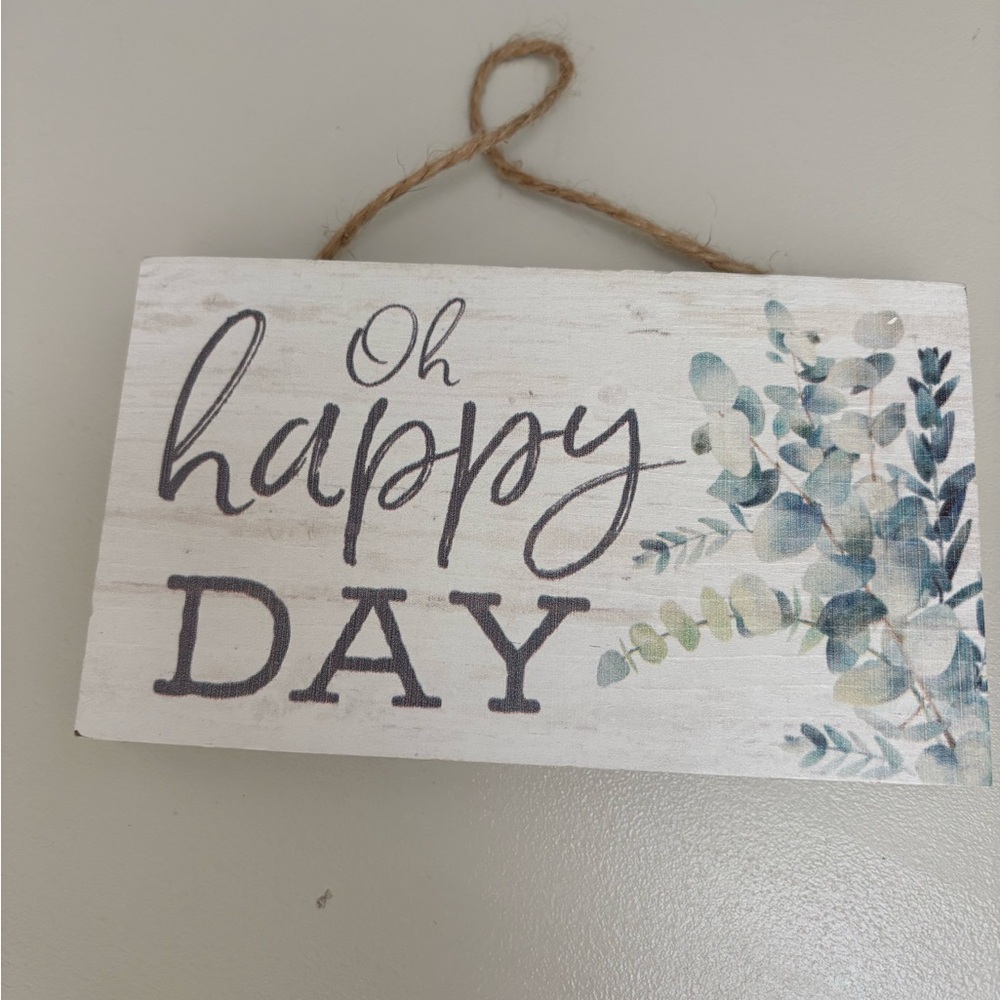 Oh Happy Day Wood Painted Hanging Sign Home Wall Decor small 6x3.5”